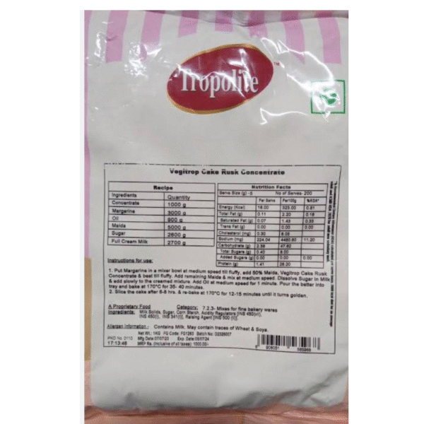 Tropolite vegitrop Cake rusk concentrate